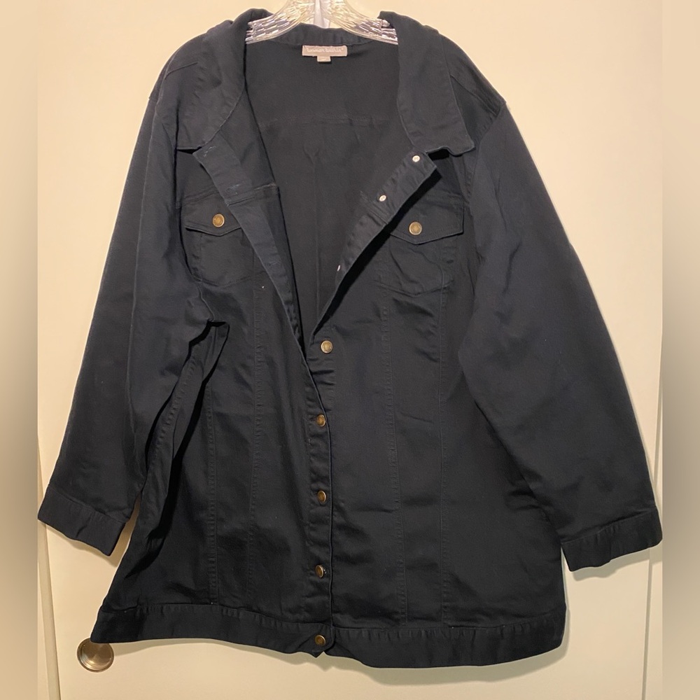 EUC - Woman Within Black Denim Utility Jacket Size: 4x